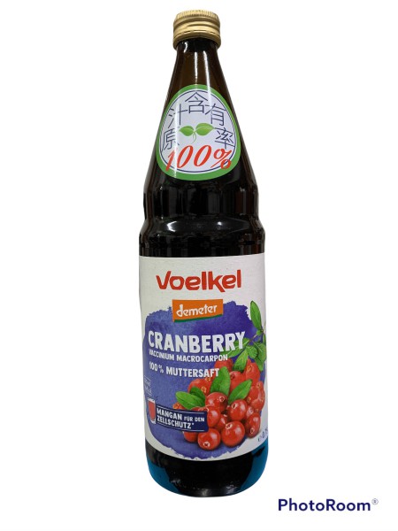 德國【維可Voelkel】生機蔓越莓汁(750ml)無糖，整箱6瓶優惠組。100%原裝進口 歐洲最大生機果汁廠
